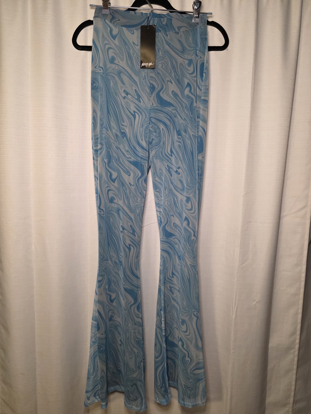 Blue Marble Flare Mesh Like Leggings